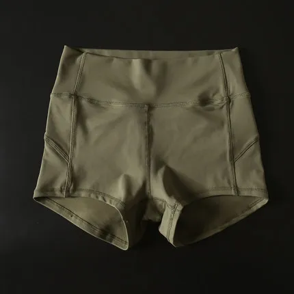 army green Женские спортивные шорты для активного фитнеса, бега, высокая талия, компрессионные тренировочные шорты для бега, облегающие, с контролем живота, для спортзала, спортивные шорты - Цвет: army green