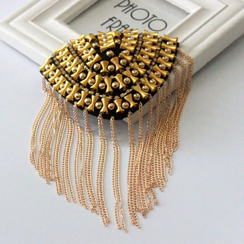 Epaulette с штифтом большая Наплечная нашивка брошь кисточка цепь эполеты для
