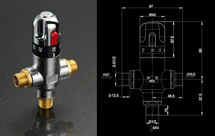 Совершенно новый термостатический смесительный клапан из латуни G1/2
