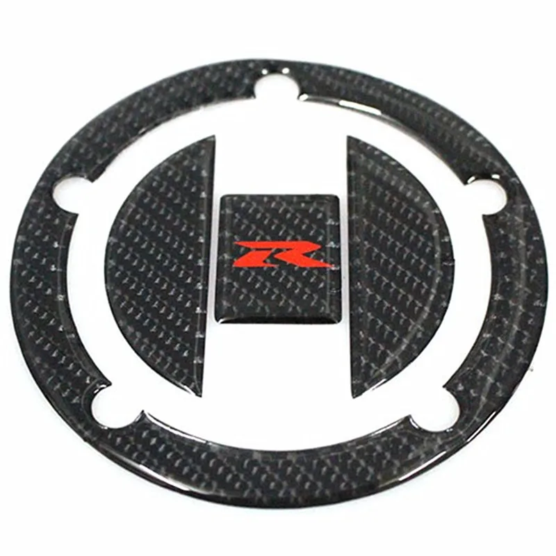 

3D Carbon Fiber Tank Gas Cap Pad Filler Cover Sticker Decals R LOGO Fit SUZUKI GSXR600 750 1000 1300 03-15