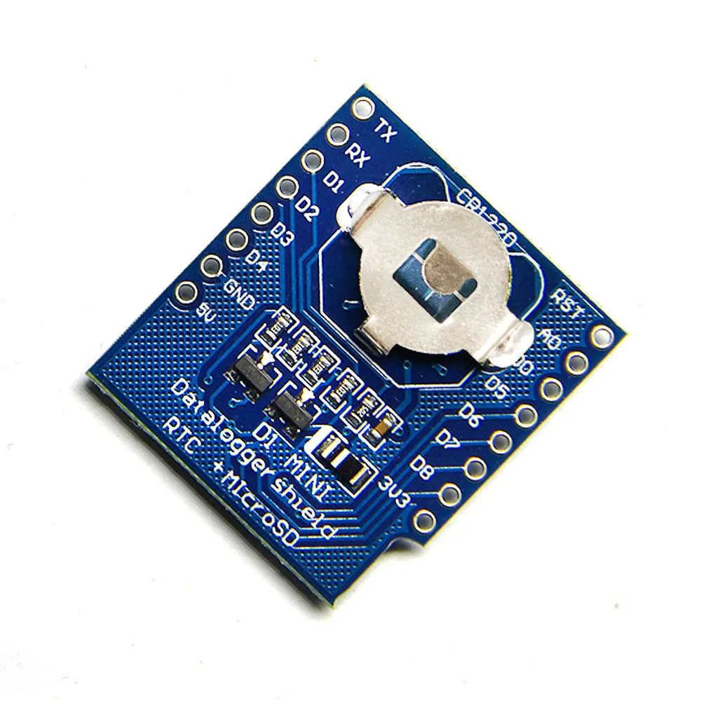 Чехол DataLog для D1 Mini RTC DS1307 с аккумулятором + MicroSD набором штырьков | Электроника