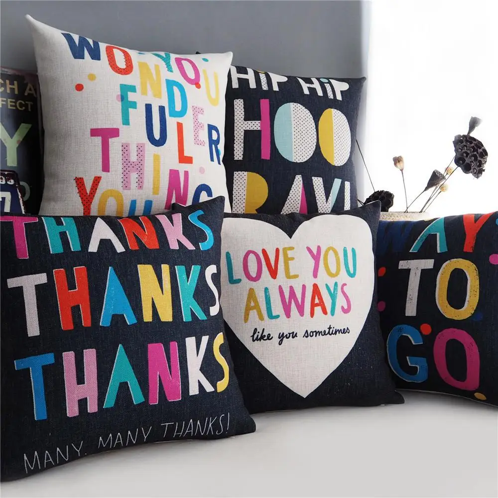 Подушка в скандинавском стиле с надписью Thank Color романтичная льняная наволочка