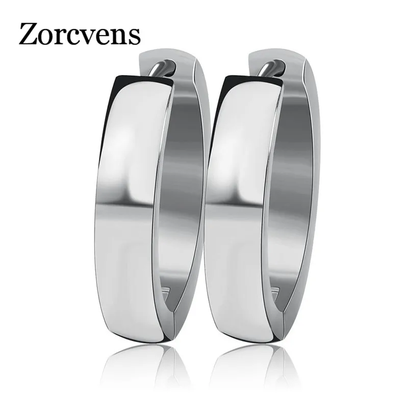 ZORCVENS женские серьги из нержавеющей стали 4 мм ширина Круглый Круг Brincos полированные серьги-кольца модные ювелирные изделия
