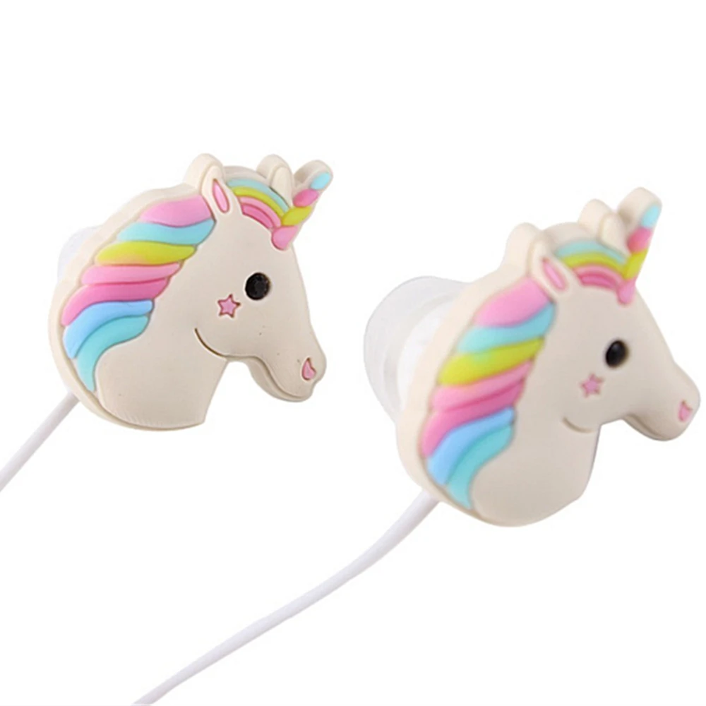 Новинка наушники вкладыши с мультяшным единорогом стерео проводные микрофоном и