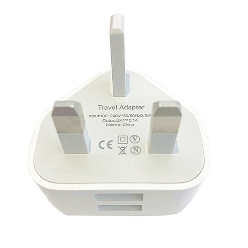 3 PIN штепсельная вилка британского стандарта 2 порта USB адаптер питания