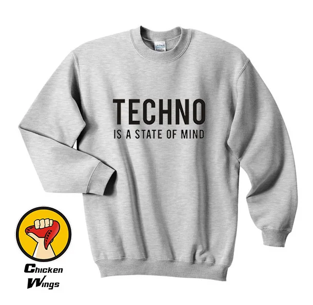 Футболка Tumblr Techno Is A State Of Mind толстовка унисекс много цветов XS - 2XL | Женская одежда