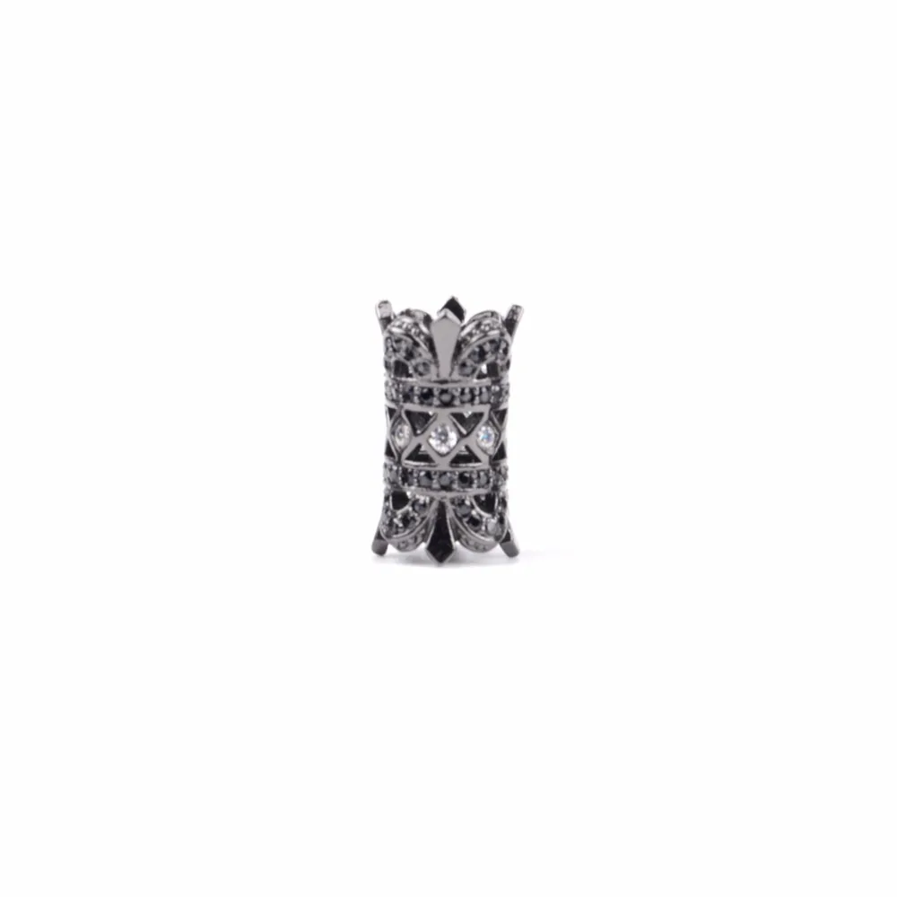 

Black Micro Cubic Zirconia Twin Crown Charms Tube Spacer Beads Fti DIY Hand Making Bracelet Jewelry Accessories Findings