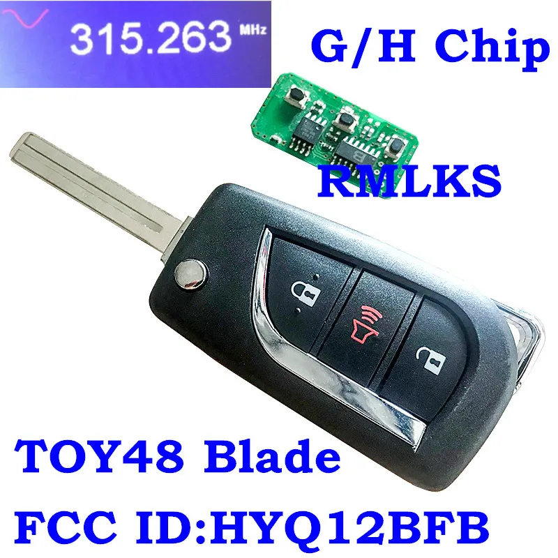 RMLKS складной 3 кнопочный дистанционный ключ пригодный для Toyota Camry без ключа входа