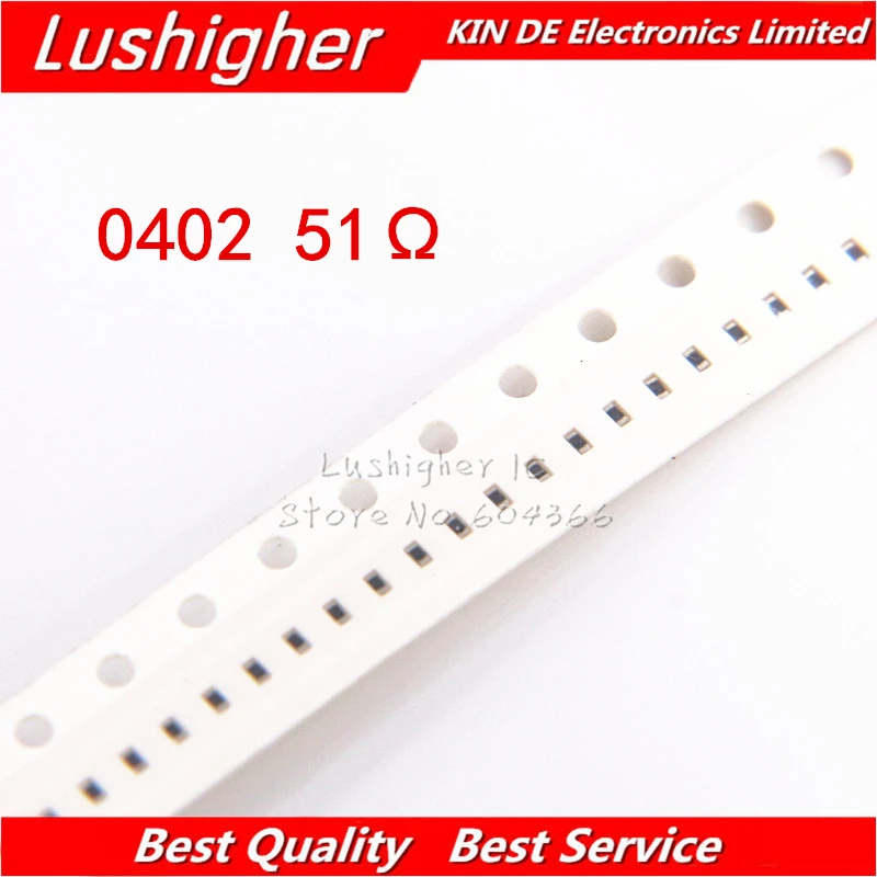 100 шт. 0402 SMD резистор 1% 51ohm 51 Ohm 51R 51R0 | Электронные компоненты и принадлежности