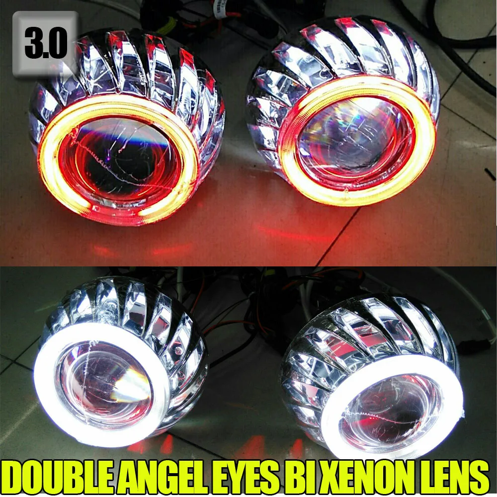 3,0 дюймов 12V 35W Биксеноновые ксеноновые линзы прожекторного типа ангельские глазки автомобиля/фара Тактический целеуказатель прицел цвет желтый, синий; размеры 34–43 красный, Белый Зеленый ангел глаз