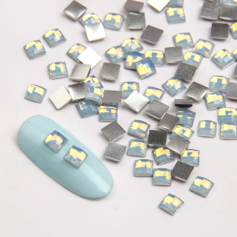 Elessical 100 шт./пакет белый квадрат опаловые Стразы для ногтей 3D Flatback украшения DIY Nail