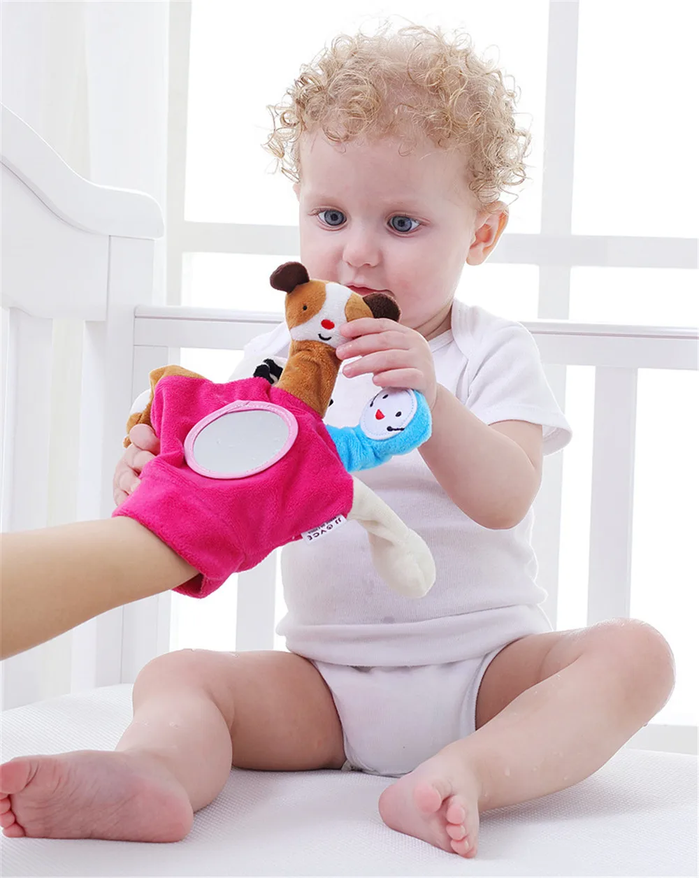 

Cute Five Animals Cartoon Finger Baby Educational Hand Glove Puppet Plush Toys Story Finger Dolls With Safety Goggle