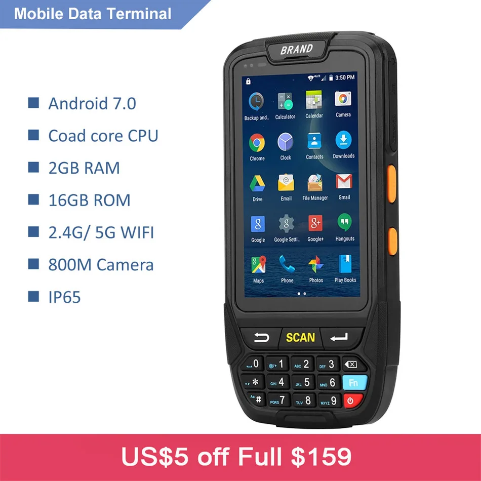 Бесплатная доставка 4G LTE Android Мобильный терминал данных PDA 1D 2D сканер портативный