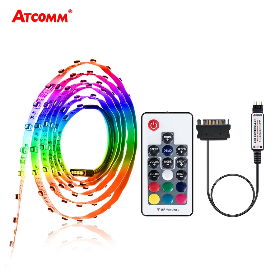 3535 RGB LED Strip SATA Interface For Computer Case Decor DC 12V 60 120 LEDs/m SMD Diode Tape Ribbon With RF Remote 0.5m-2m | Лампы и