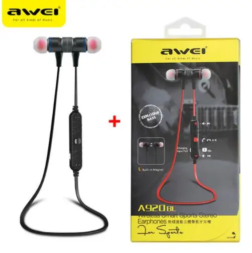 AWEI A920BLCSR4.1 bluetooth-гарнитура беспроводные наушники спортивные с микрофоном CVC6.0 шумоподавление стерео звуковые наушники - Цвет: Gray