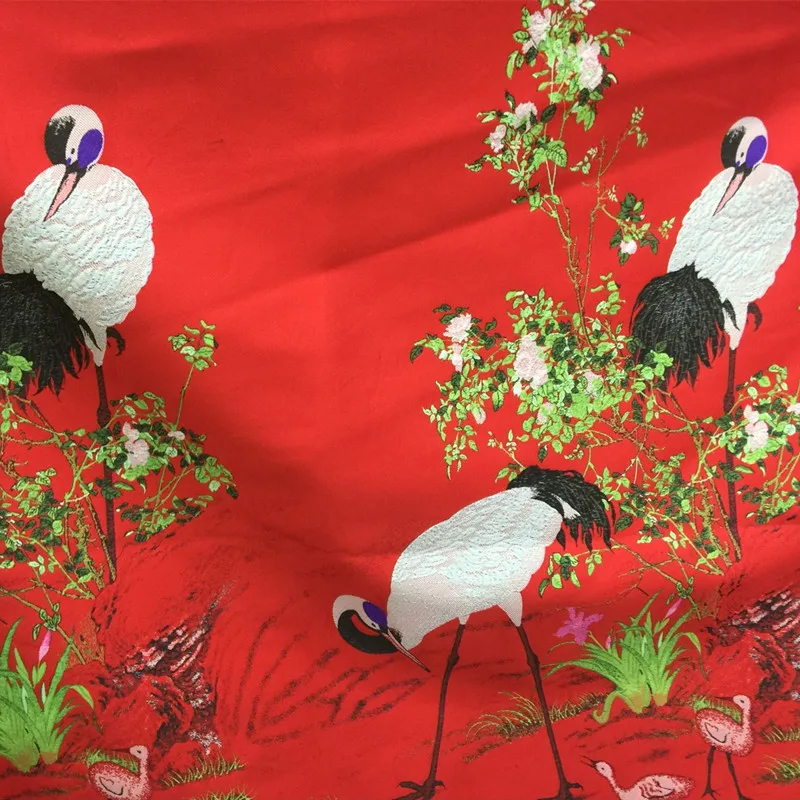 

CF365 The New Fashion 6colors The Crane Jacquard Fabric Women Cheongsam Dress Fabric Women's Dress Yarn-dyed Jacquard Fabrics