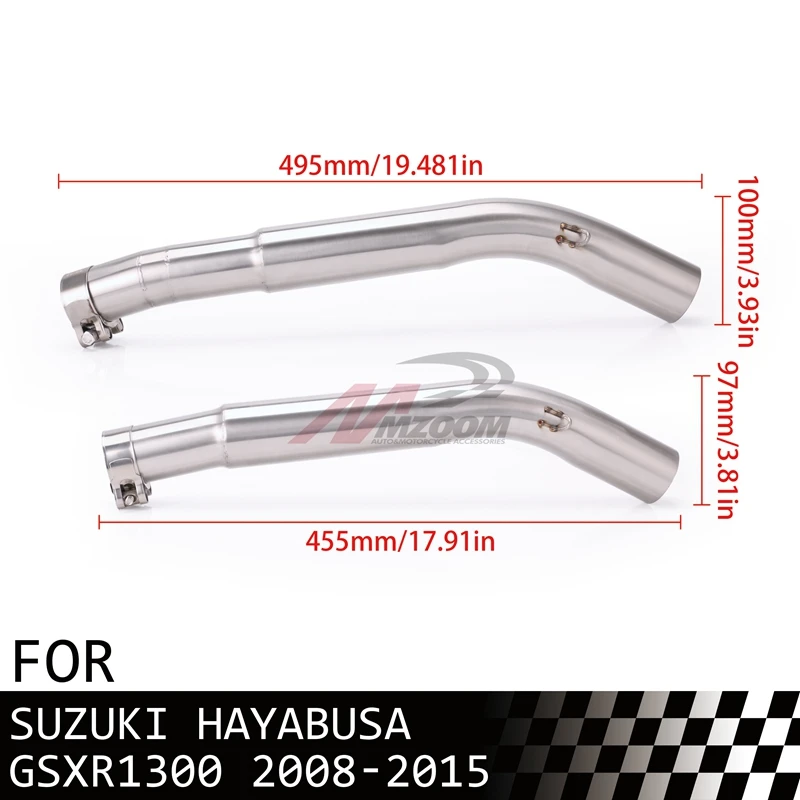 Motorcycle Exhaust Modified Muffler Middle Connector Link Pipe Slip On For Suzuki GSXR1300 2008-2015 Hayabusa GSX1300R | Автомобили и