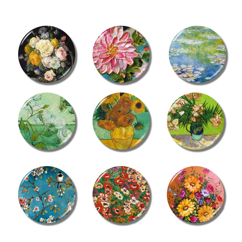 Lychee винтажные картины цветы магнит на холодильник круглая форма магниты