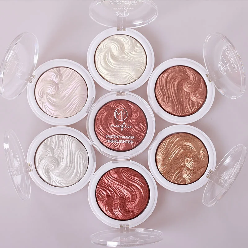 6 видов цветов мерцающий хайлайтер прессованный порошок макияж осветляет легко
