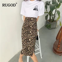 rugod korean sexy leopard print long skirt women 2020 autumn fashion high elastic waist pencil skirt snake print skirt for lady