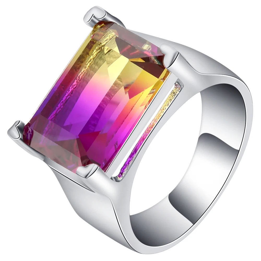 Multicolor cz Crystal Ring For Women&ampmen anel silver color Wedding Rings Female Rainbow Color Stone anillo Fashion Jewelry | Украшения и