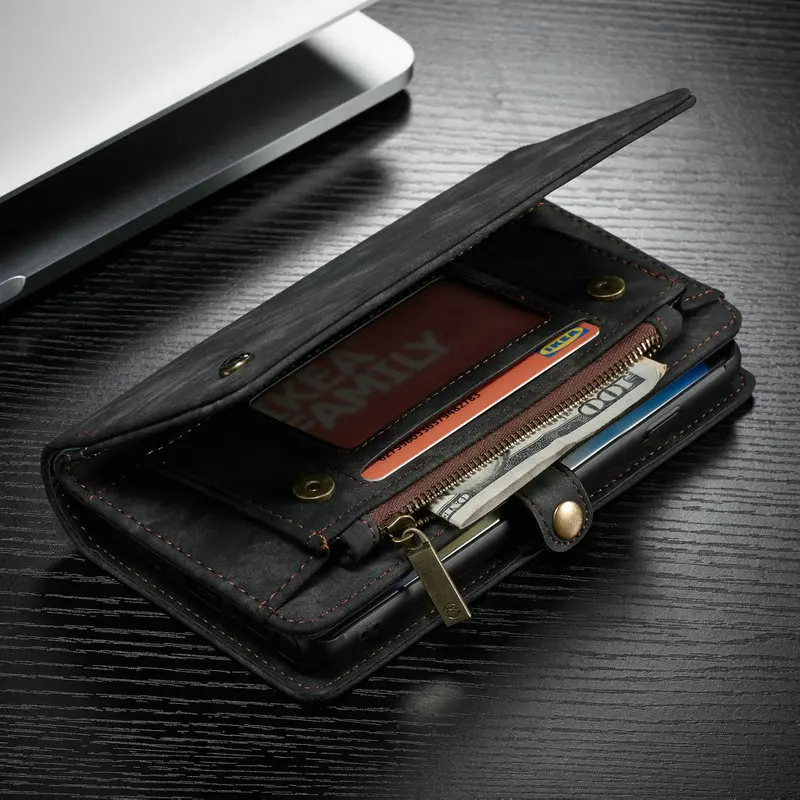 CaseMe кошелек на молнии для телефона samsung Galaxy Note 10 многофункциональные съемные чехлы для карт Galaxy S8 S9+ Note 8 9 S10 e
