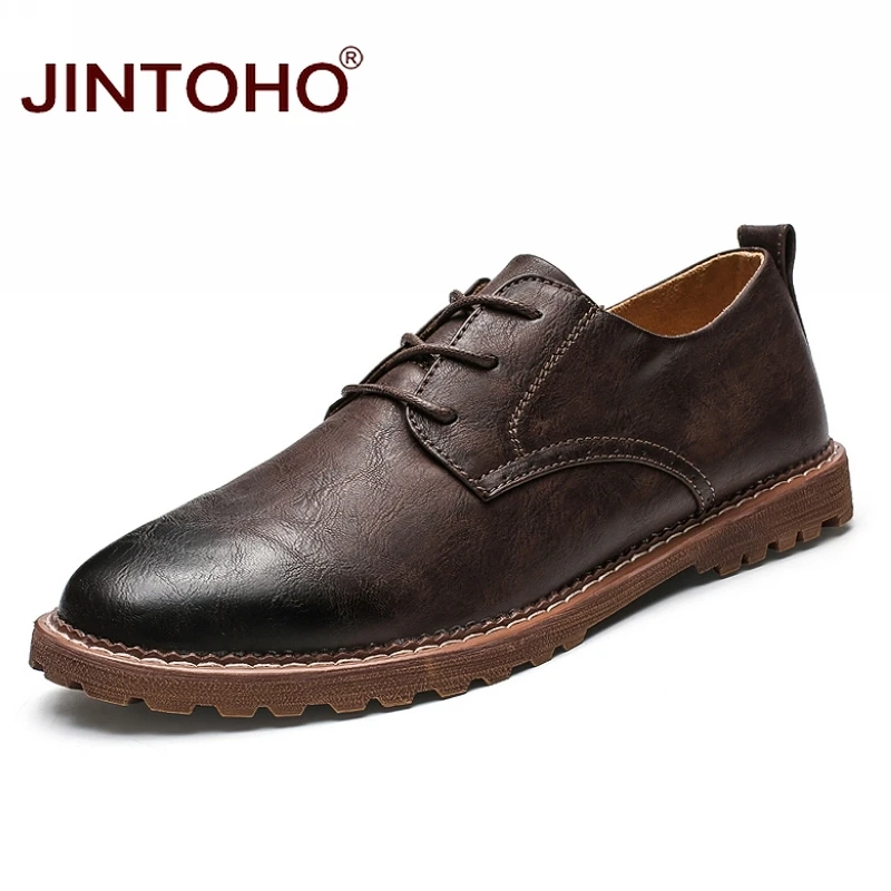 JINTOHO Big Size Men Casual Leather Shoes Brand Mens Fashion Designer Flats Male | Обувь