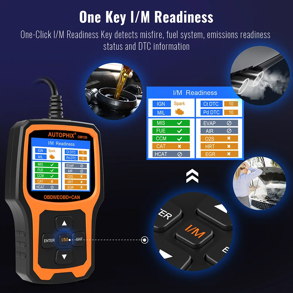 Autophix OM126 OBD2 сканер считыватель кода двигателя Поддержка 8 языков 46 производители