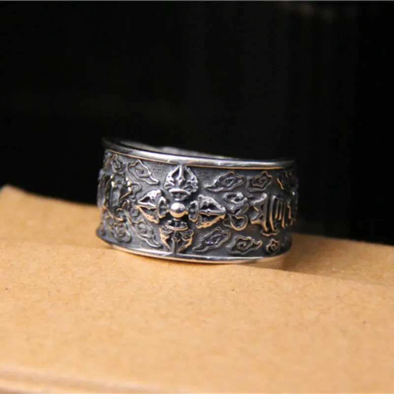 Кольцо для влюбленных пар серебряное кольцо на палец в стиле ОМ МАНИ ПАДМЕ ХУМ