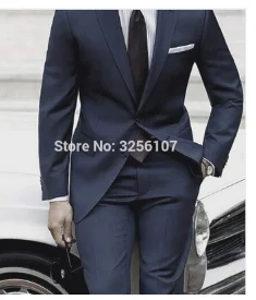 as picture Wuzhiyi мужские костюмы формальный костюм homme slim terno masculino Деловые костюмы для мужчин свадебные костюмы смокинг 2 пирога куртка+ брюки - Цвет: as picture