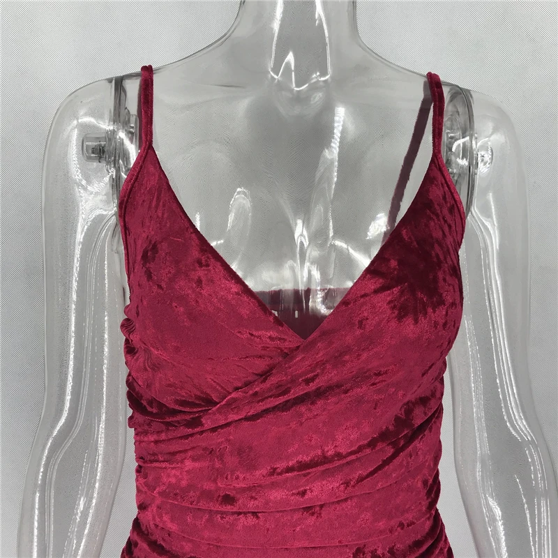 Зимние Бархатные платья на тонких бретельках сексуальное женское Бандажное