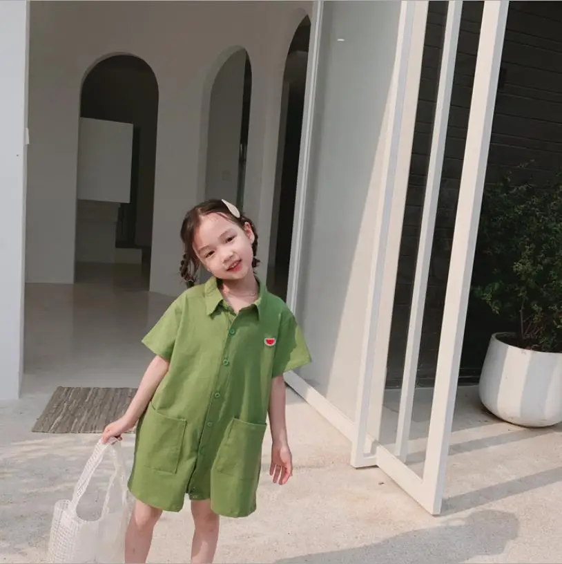 2019 новые летние Свободные Комбинезоны с короткими рукавами детские комбинезоны