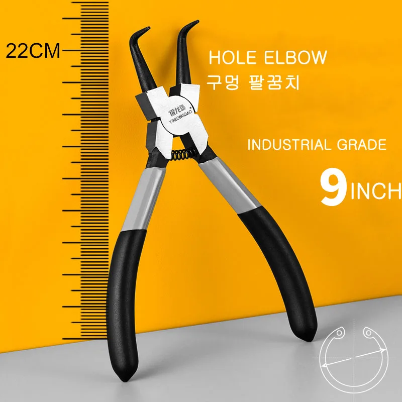 Темный хаки 6 ''7'' 9 ''Стопорные плоскогубцы Внутренние Внешние изогнутые прямые наконечники Стопорные плоскогубцы стопорное кольцо механические инструменты - Цвет: Темный хаки