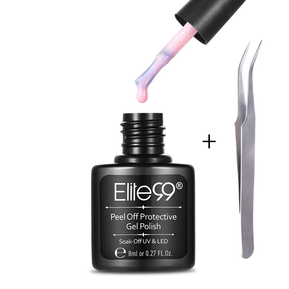 Pink(with Tweezer ) Elite99 8 мл защита от шелушения ногтей лак для маникюра Легкая очистка быстрая обработка кожи пальцев жидкая лента для ногтей латексный белый розовый - Цвет: Pink(with Tweezer )