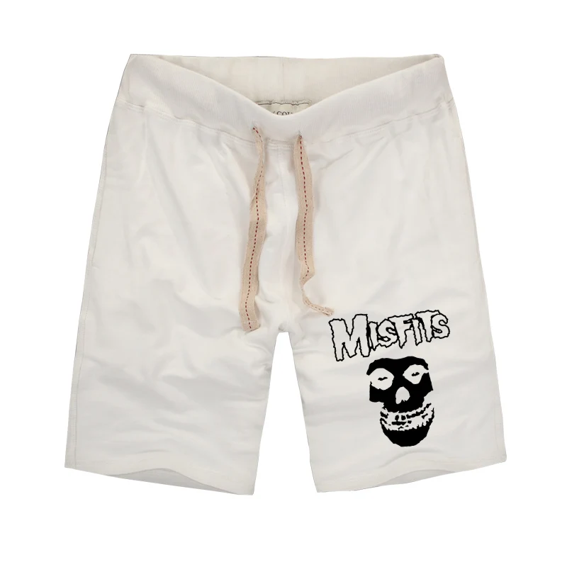 white MISFITS шорты высокого качества летние модные с принтом черепа мужские повседневные шорты для фитнеса хлопковые короткие штаны размера плюс S-3XL - Цвет: white
