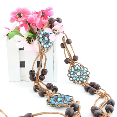 BooLawDee женский тканый пояс с бабочкой и узлом украшенный бисером богемный для