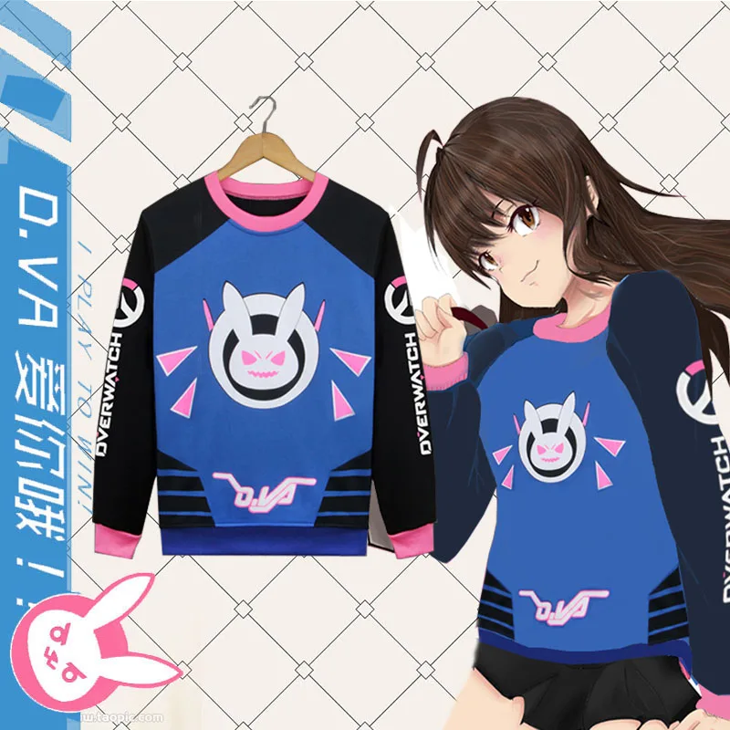 Игра OW D. VA кролик костюмы для косплея Dva милые толстовки унисекс Топы с длинными рукавами одежда