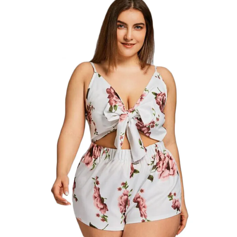 Праздничные богемные женские цветочные комбинезоны летние без рукавов с v