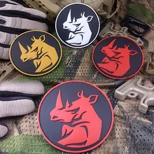 Голова носорога ПВХ нашивка Тактическая Военная на застежке