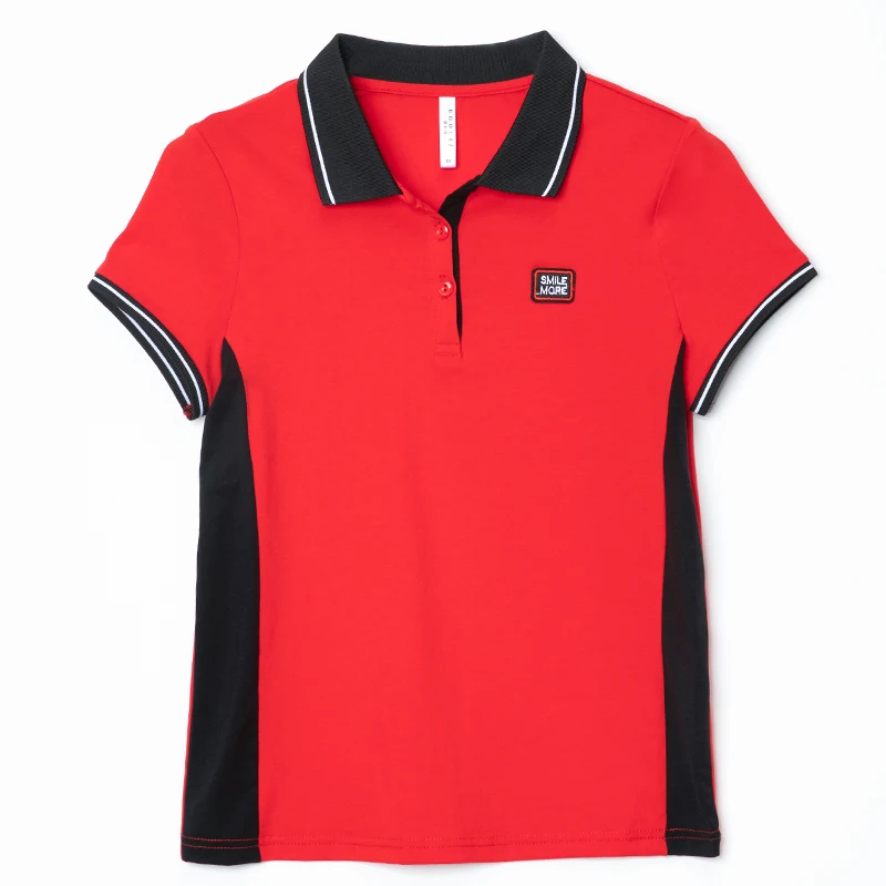 

Baharcelin 2019, летняя футболка с вышивкой тонкая рубашка-Поло Топы для женщин и девочек с отложным воротником с коротким рукавом Повседневная сп...