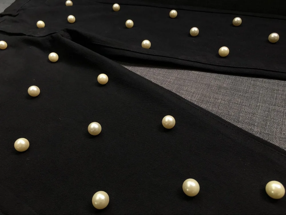 Новые европейские модные женские джинсы, одежда, брюки, свободные широкие джинсы бойфренда, женские с высокой талией, перламутровые джинсы с бусинами, черные