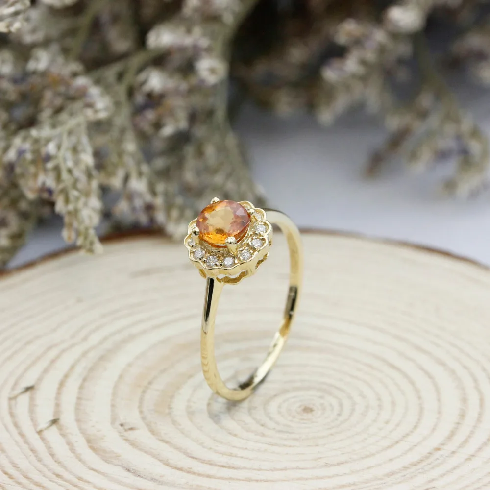 LASAMERO круглый вырез 0.65ct Природный бриллиантовый боковой камень Halo 18k розовое
