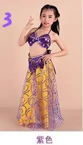 3pcs 3 предмета в комплекте, костюм для девочек для выступлений, платье для выступлений ручной работы из бисера Одежда для танцев браллет и юбка на поясе Арабский платье цвет желтый, синий; размеры 34–43 пурпурная расцветка; ; для детей - Цвет: 3pcs