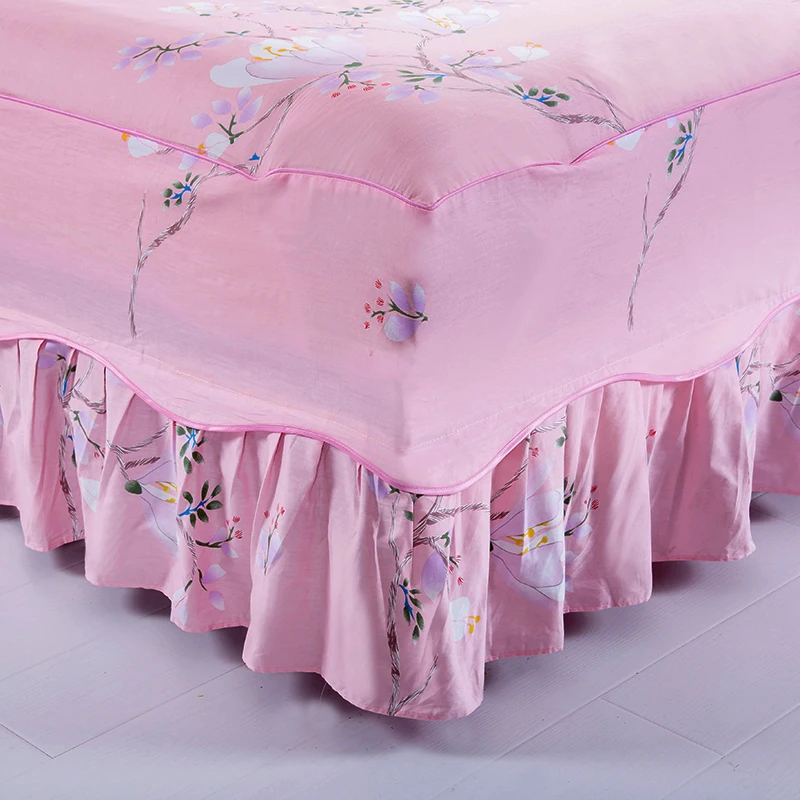 Пасторальный стиль розового цвета с принтом постельное белье юбка покрывало для