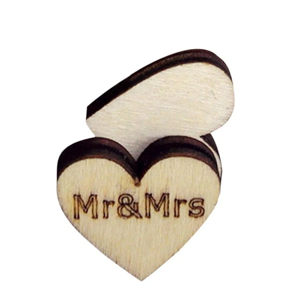 ANGRLY 50 шт. Деревенское деревянное сердце резное с Mr &amp Mrs свадебные украшения