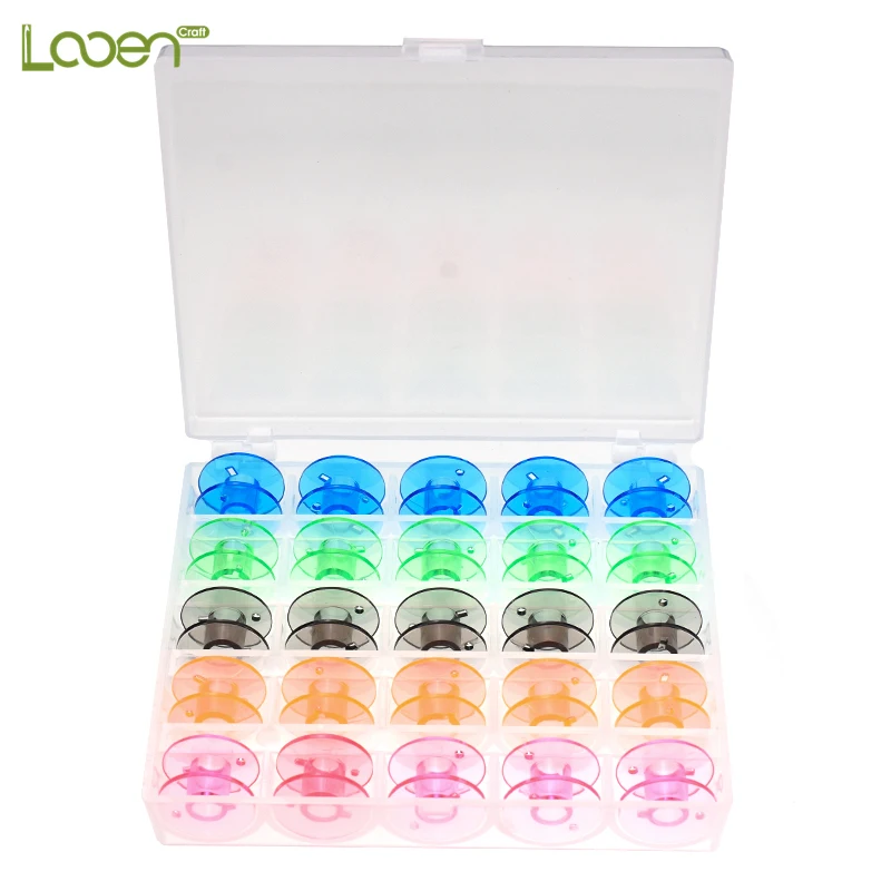 25 шт./компл. пустые катушки для швейных машин цветная пластиковая коробка