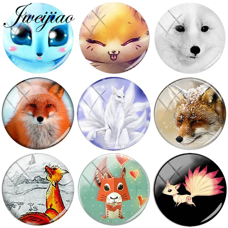 JWEIJIAO лиса художественная картина круглая 12 мм/15 мм/16 мм/18 мм/20 мм стеклянный