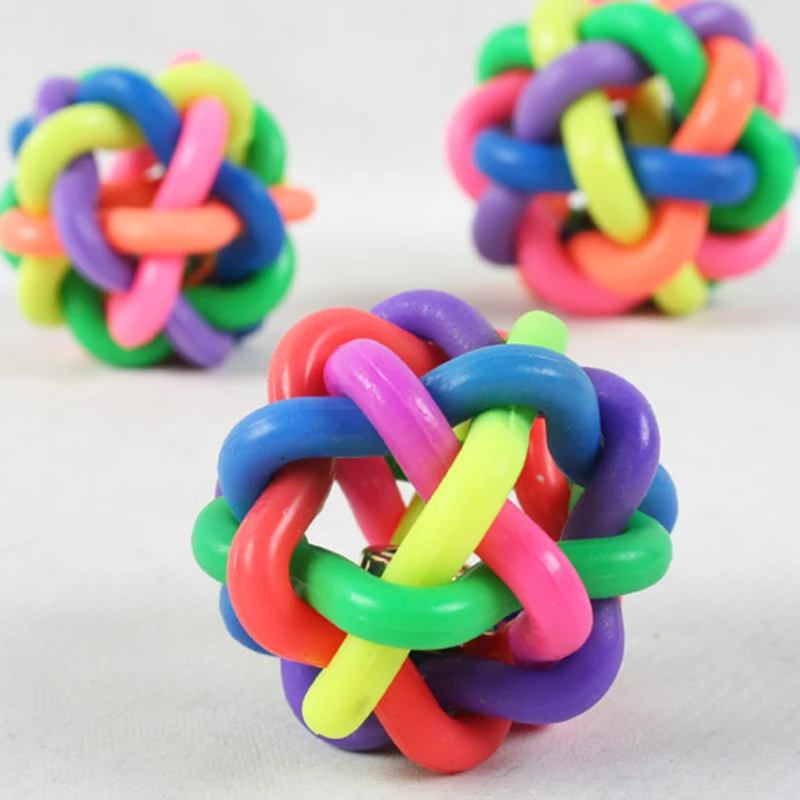 Цветное резиновое покрытые рейд круглый шар с маленький колокольчик Игрушка для