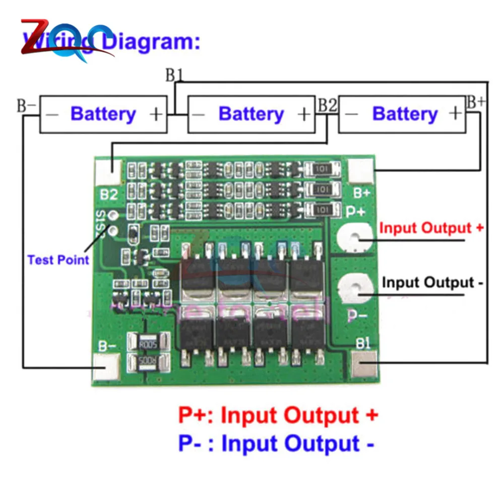 Защитная плата 3S 25A Li Ion 18650 BMS PCM для аккумулятора с балансиром литий ионного