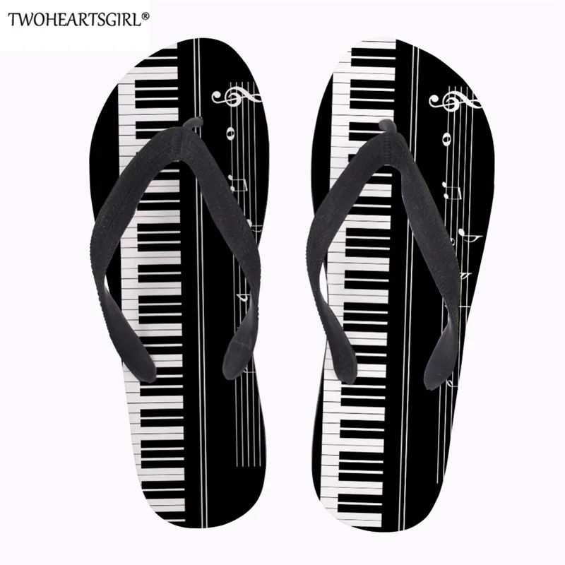 Пляжные шлепанцы twoheart sgirl тапочки с 3D рисунком музыкальных нот пианино плоская